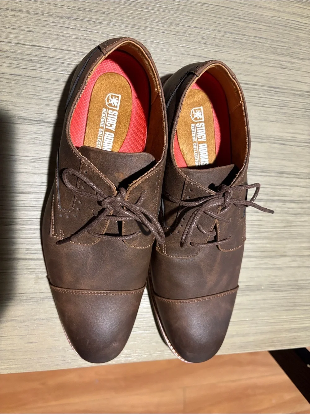 Stacy Adams Brown Leather Cap-Toe Derby Shoes